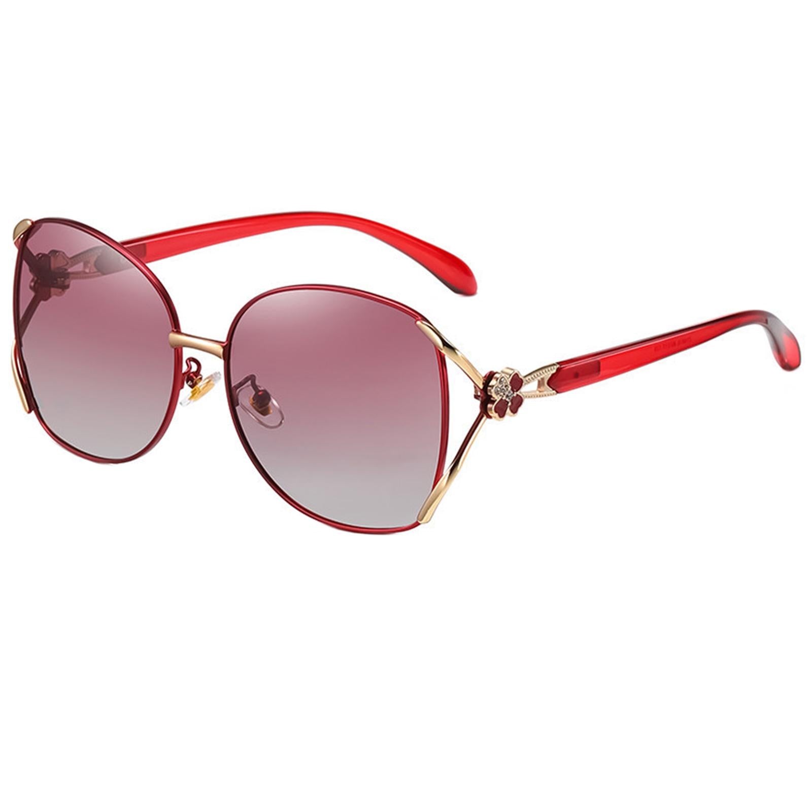 Classic Sun Glasses Fashion UV400 Ladies Large Frame Polarized Sunglasses Red