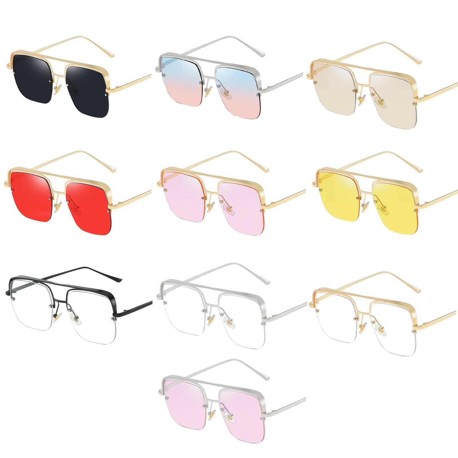Womens Square Sunglasses Oversized Metal Frame UV Protection Chic Eyewear Gold Black