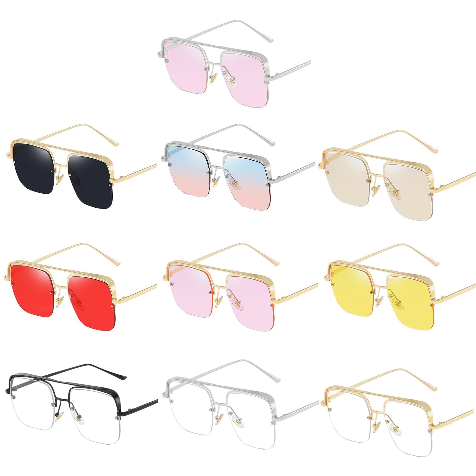 Womens Square Sunglasses Oversized Metal Frame UV Protection Chic Eyewear Gold Black