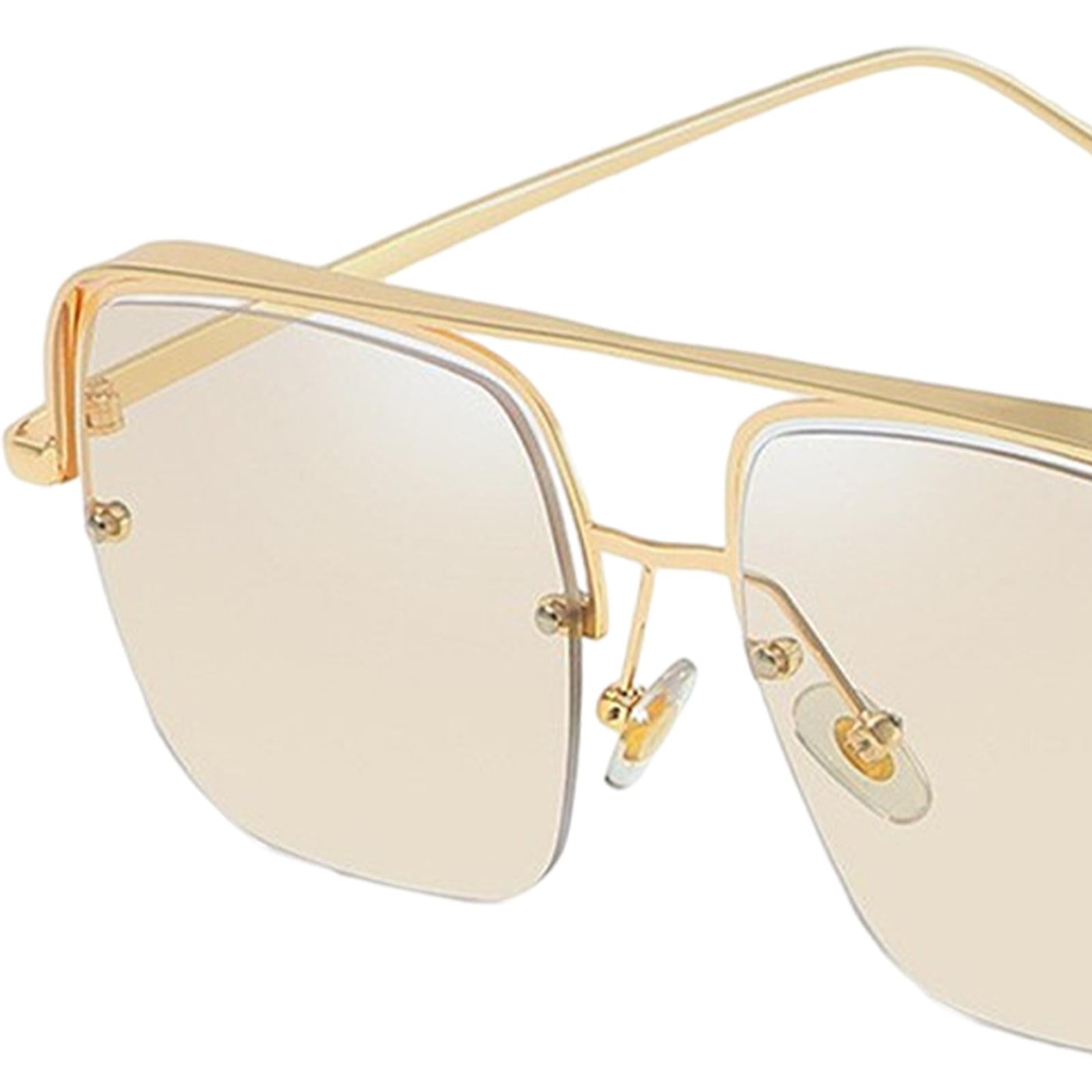 Womens Square Sunglasses Oversized Metal Frame UV Protection Chic Eyewear Gold Brown