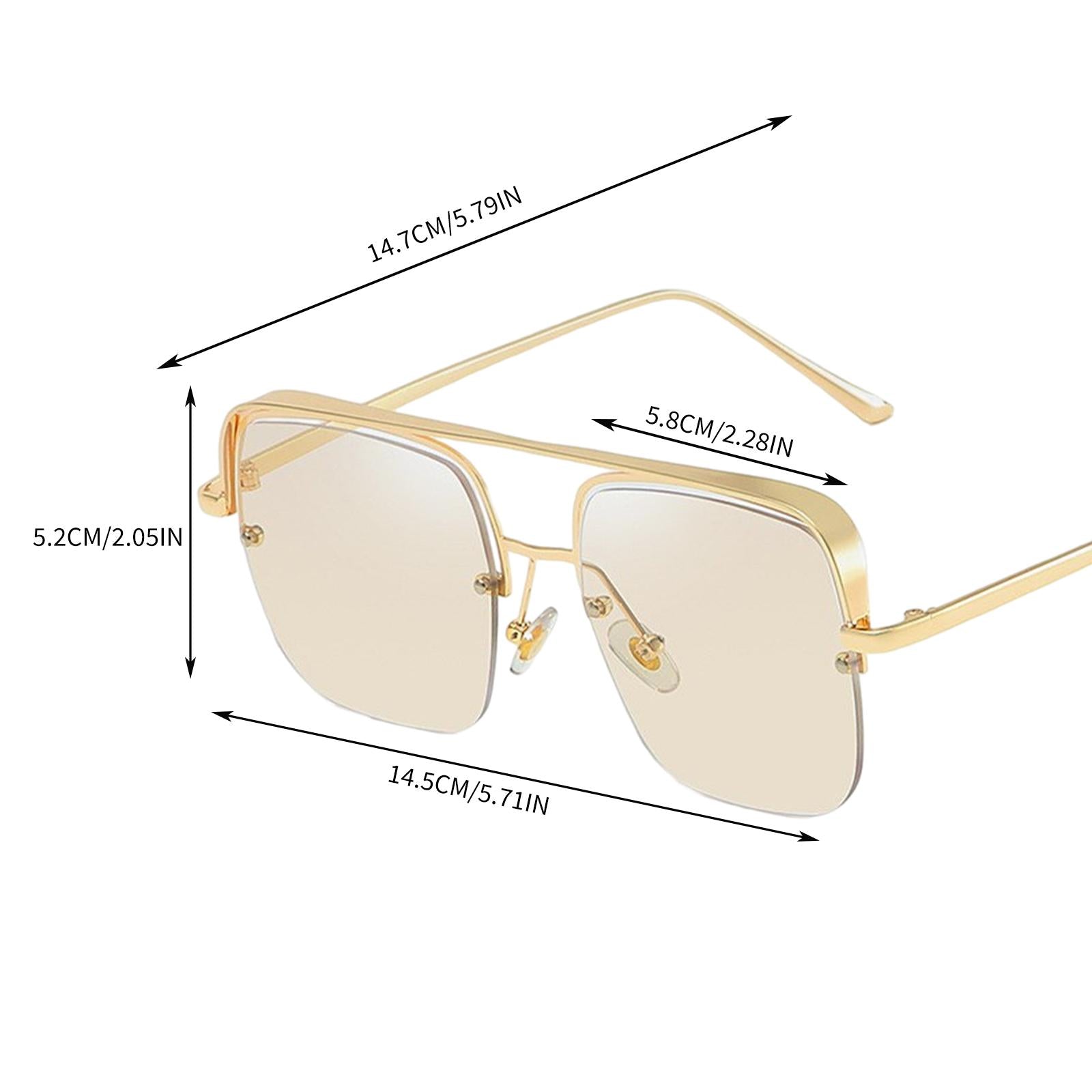 Womens Square Sunglasses Oversized Metal Frame UV Protection Chic Eyewear Gold Brown