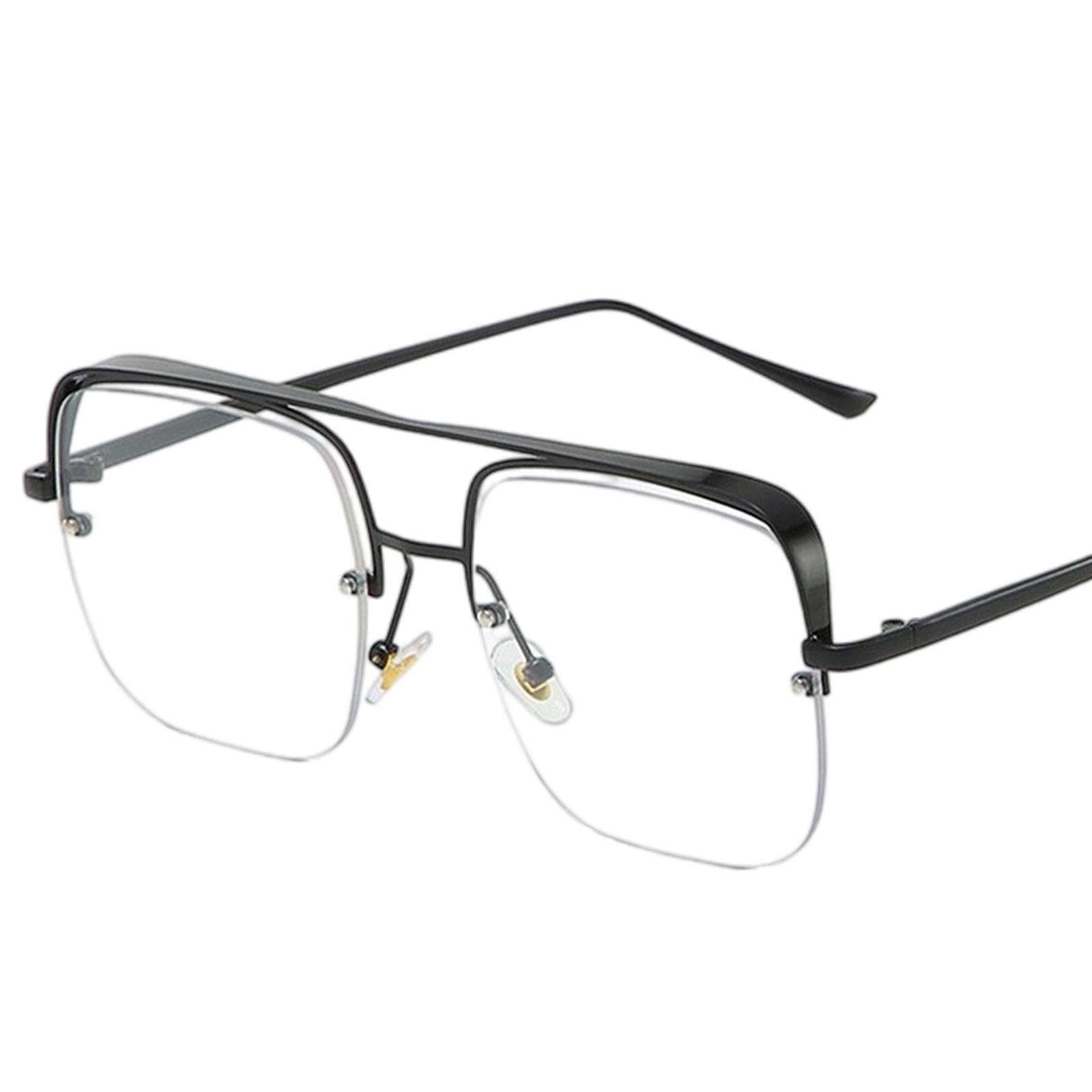 Womens Square Sunglasses Oversized Metal Frame UV Protection Chic Eyewear Black