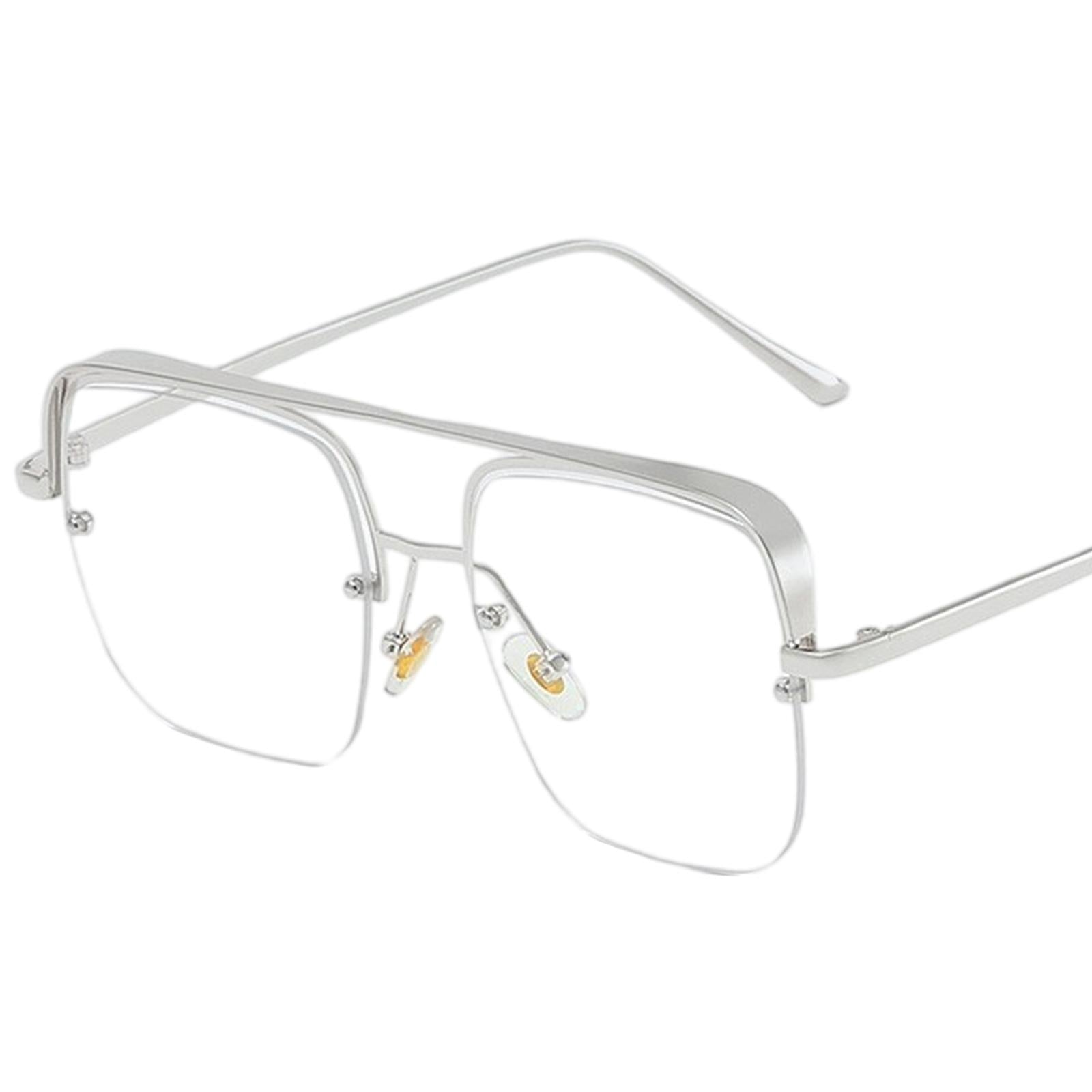 Womens Square Sunglasses Oversized Metal Frame UV Protection Chic Eyewear Silver