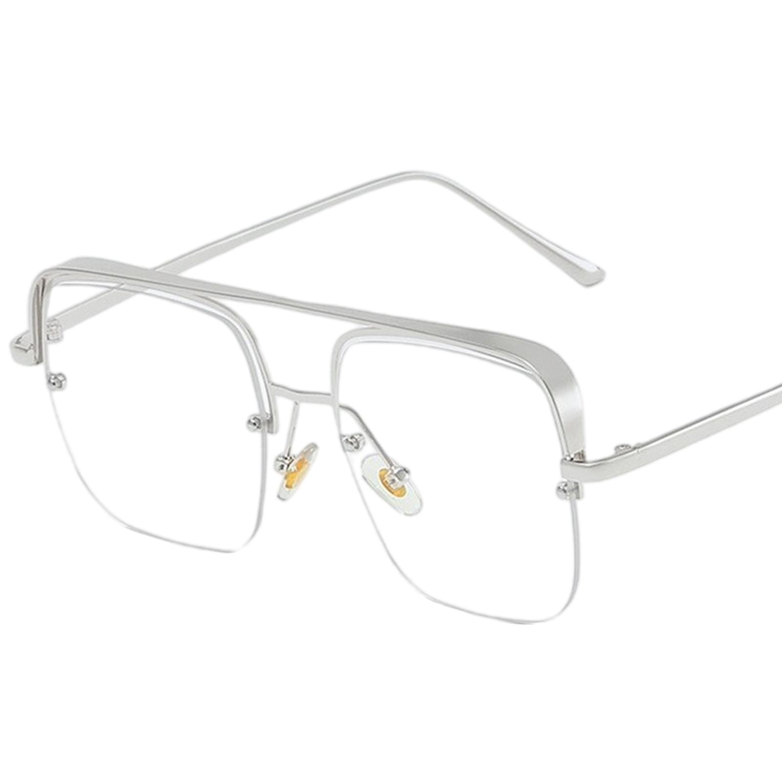 Womens Square Sunglasses Oversized Metal Frame UV Protection Chic Eyewear Silver