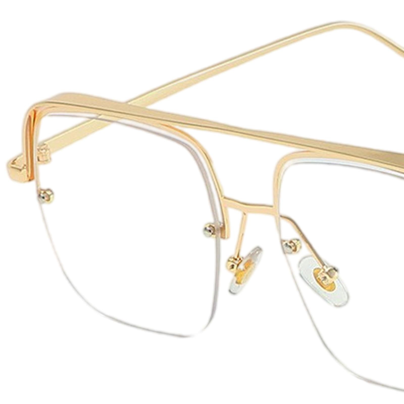 Womens Square Sunglasses Oversized Metal Frame UV Protection Chic Eyewear Gold