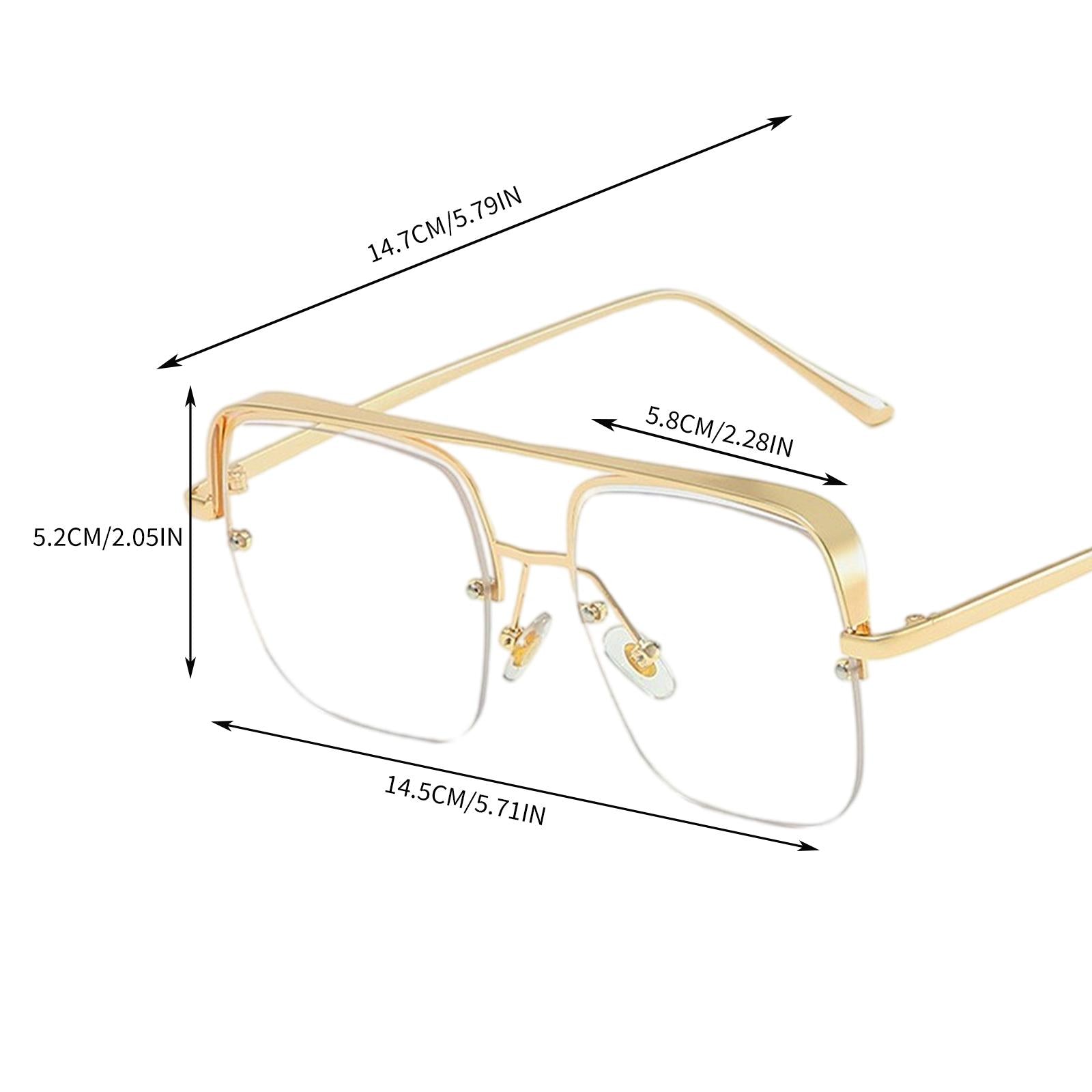 Womens Square Sunglasses Oversized Metal Frame UV Protection Chic Eyewear Gold
