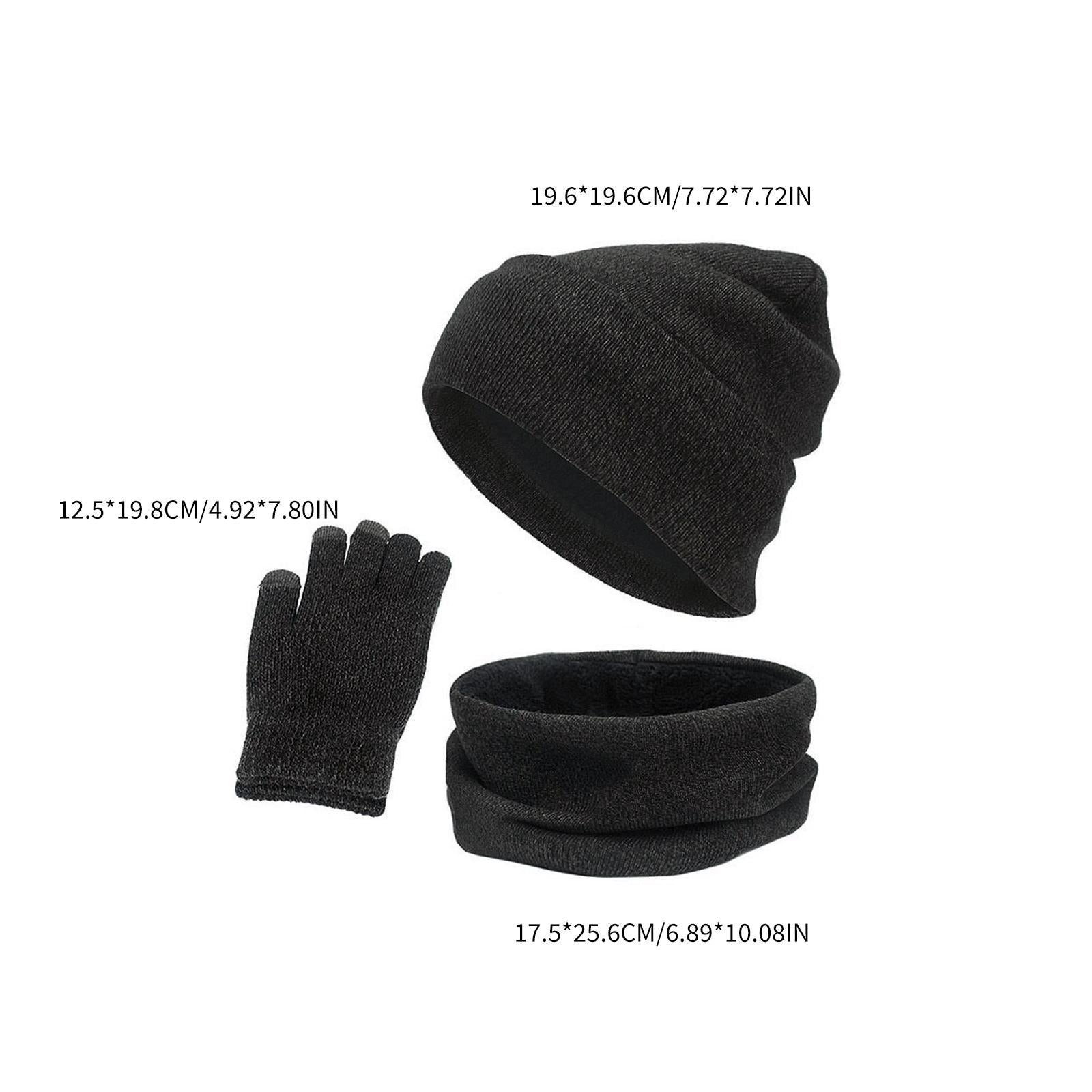 3pcs/Set Winter Hat Scarf and Glove Set for Women Men Outdoor Gray Black