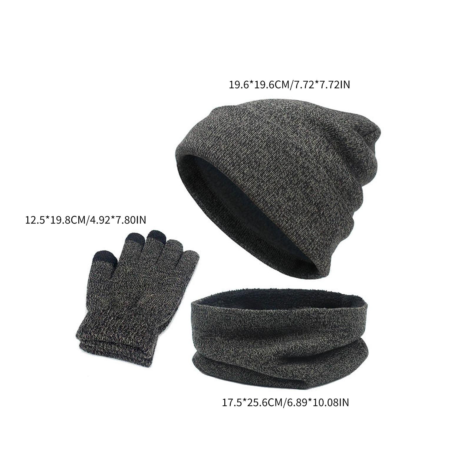 3pcs/Set Winter Hat Scarf and Glove Set for Women Men Outdoor Dark Gray