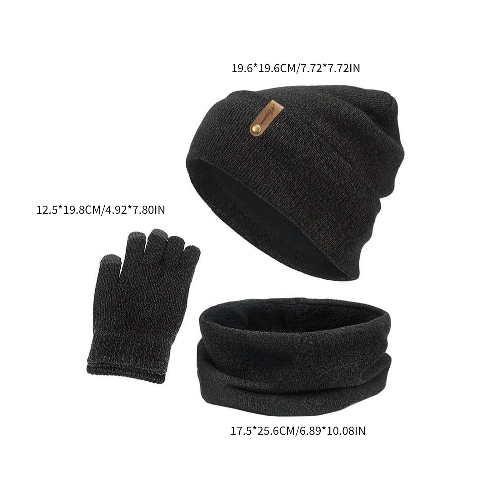 Women Winter Beanie Hat Scarf Hat Knitted Gloves Fleece Lining numb gray