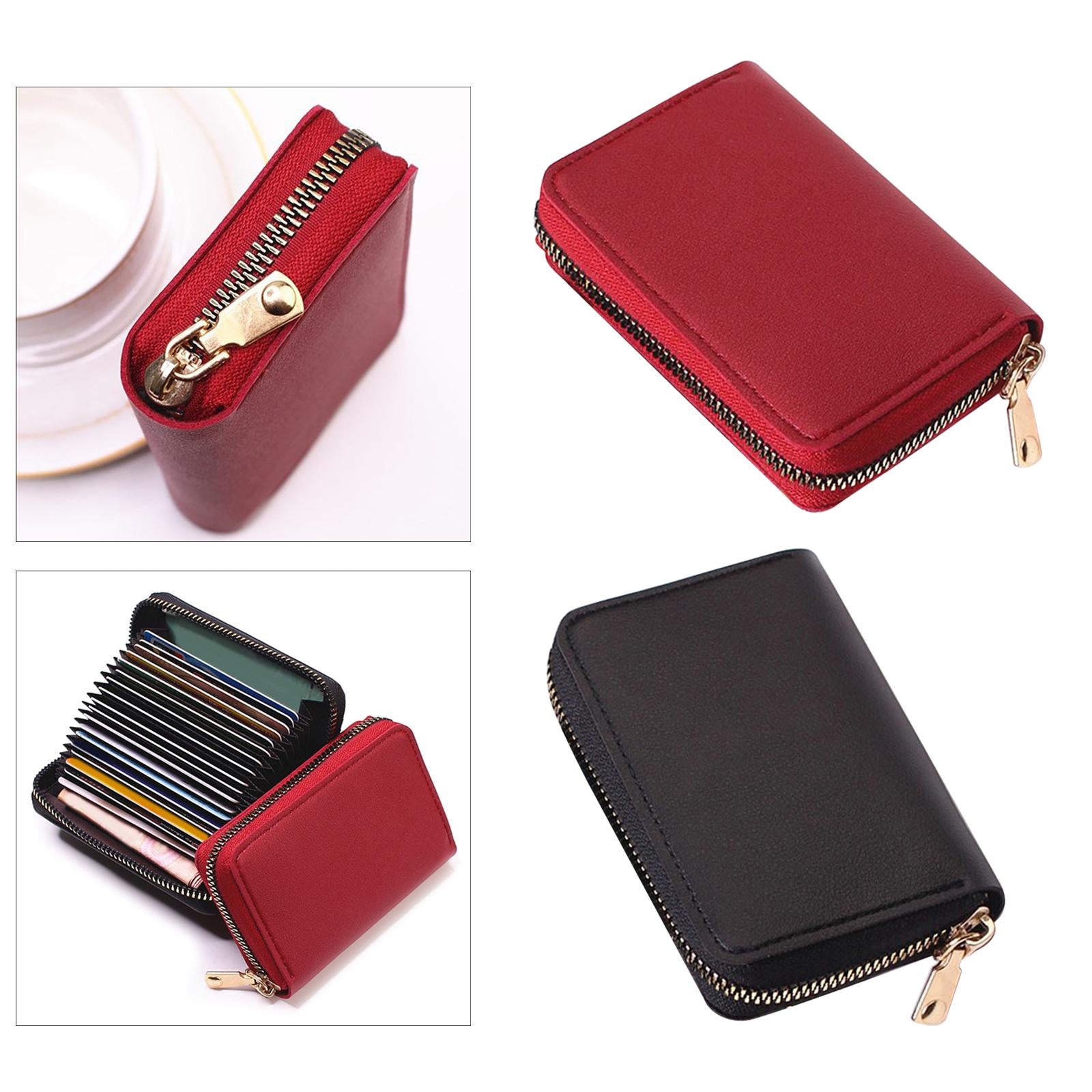 Fashion Men Woman PU Leather Money Clip Wallet Credit Card ID Holder red