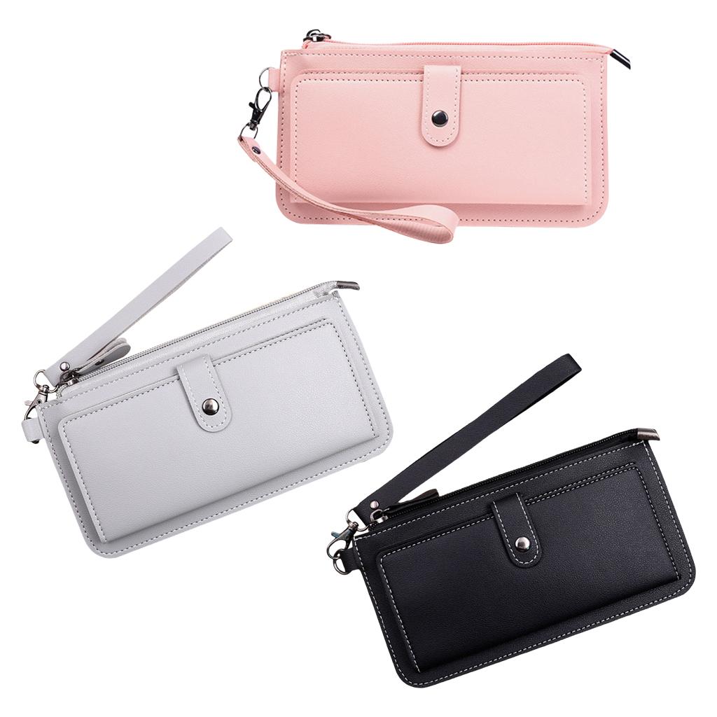 Women Long Wallet Leather Credit Card Holder Coin Purse Large Capacity Gray