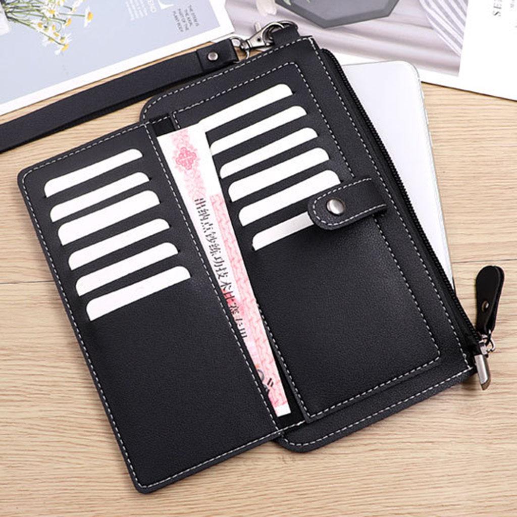 Women Long Wallet Leather Credit Card Holder Coin Purse Large Capacity Black