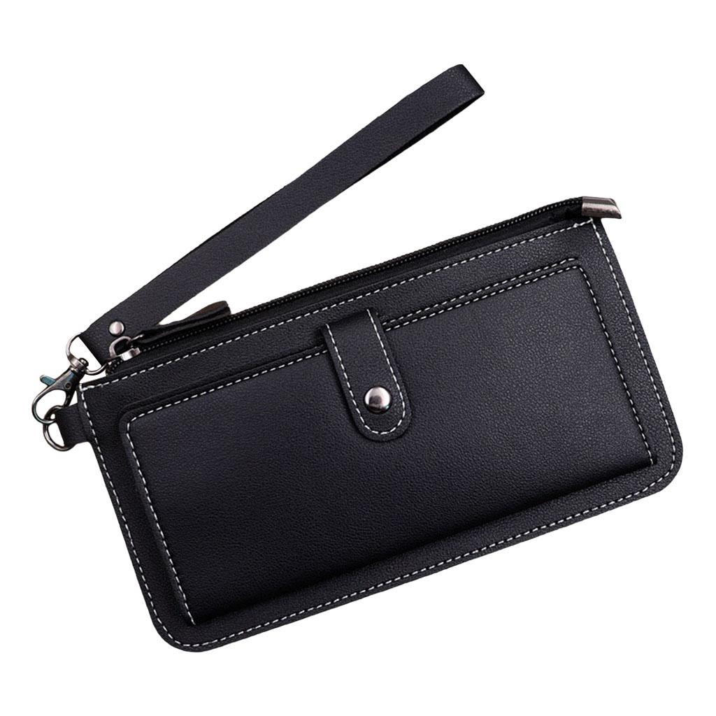 Women Long Wallet Leather Credit Card Holder Coin Purse Large Capacity Black
