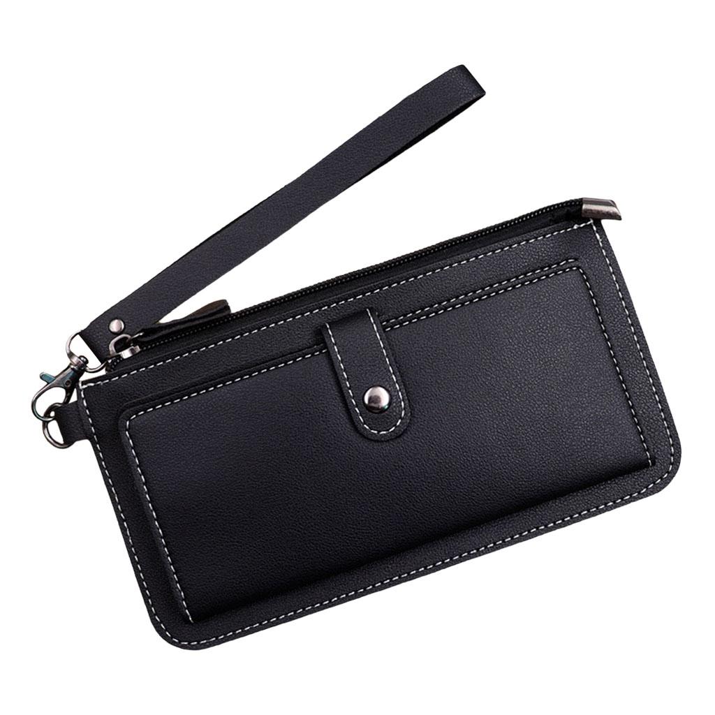 Women Long Wallet Leather Credit Card Holder Coin Purse Large Capacity Black