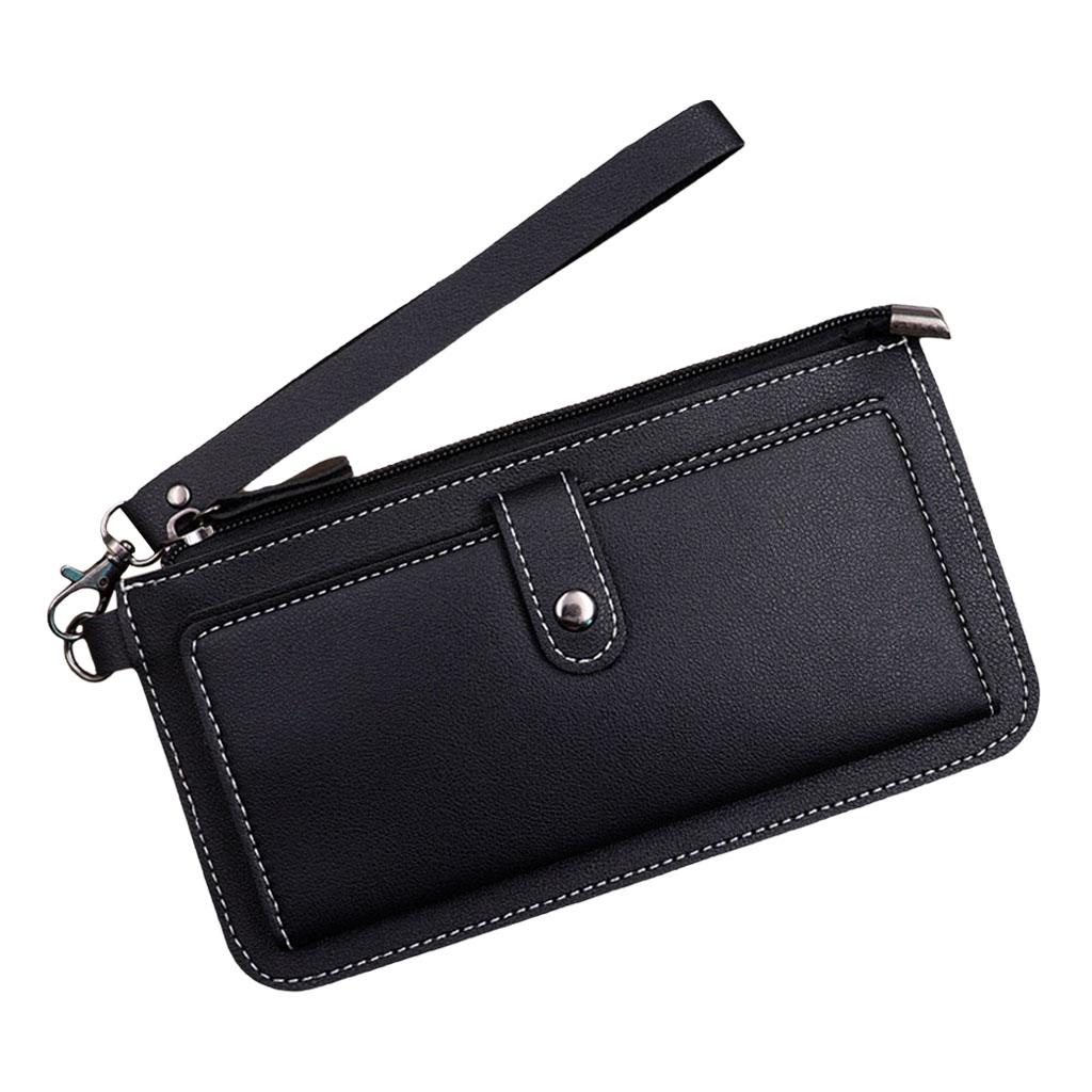 Women Long Wallet Leather Credit Card Holder Coin Purse Large Capacity Black