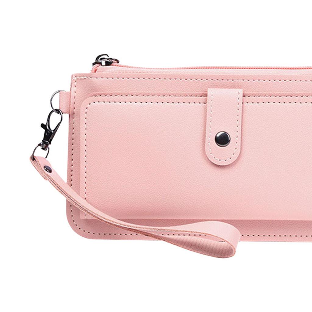 Women Long Wallet Leather Credit Card Holder Coin Purse Large Capacity Pink