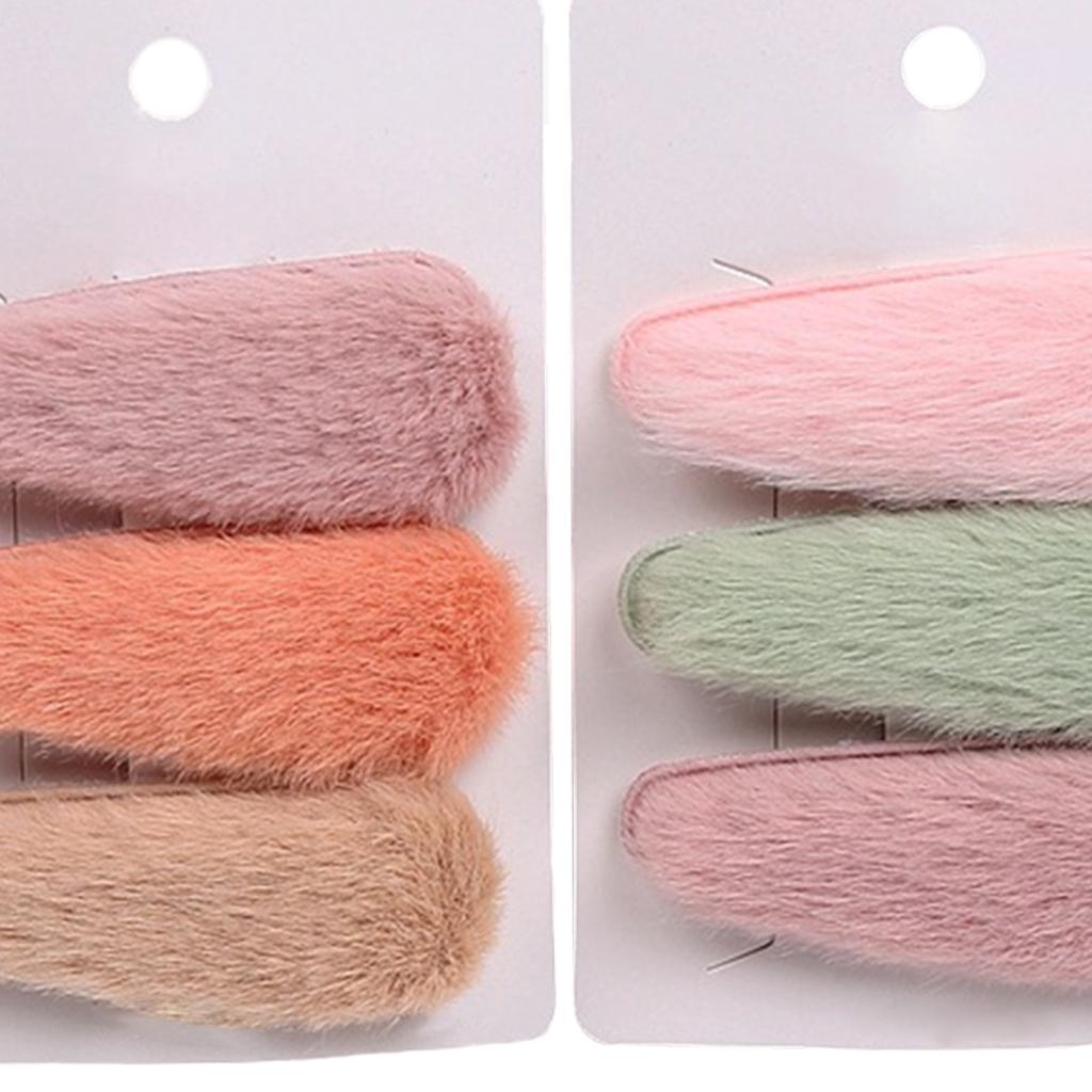 6x Plush Hair Clips Soild Hairpins Barrette Wedding Headwear Drop shape