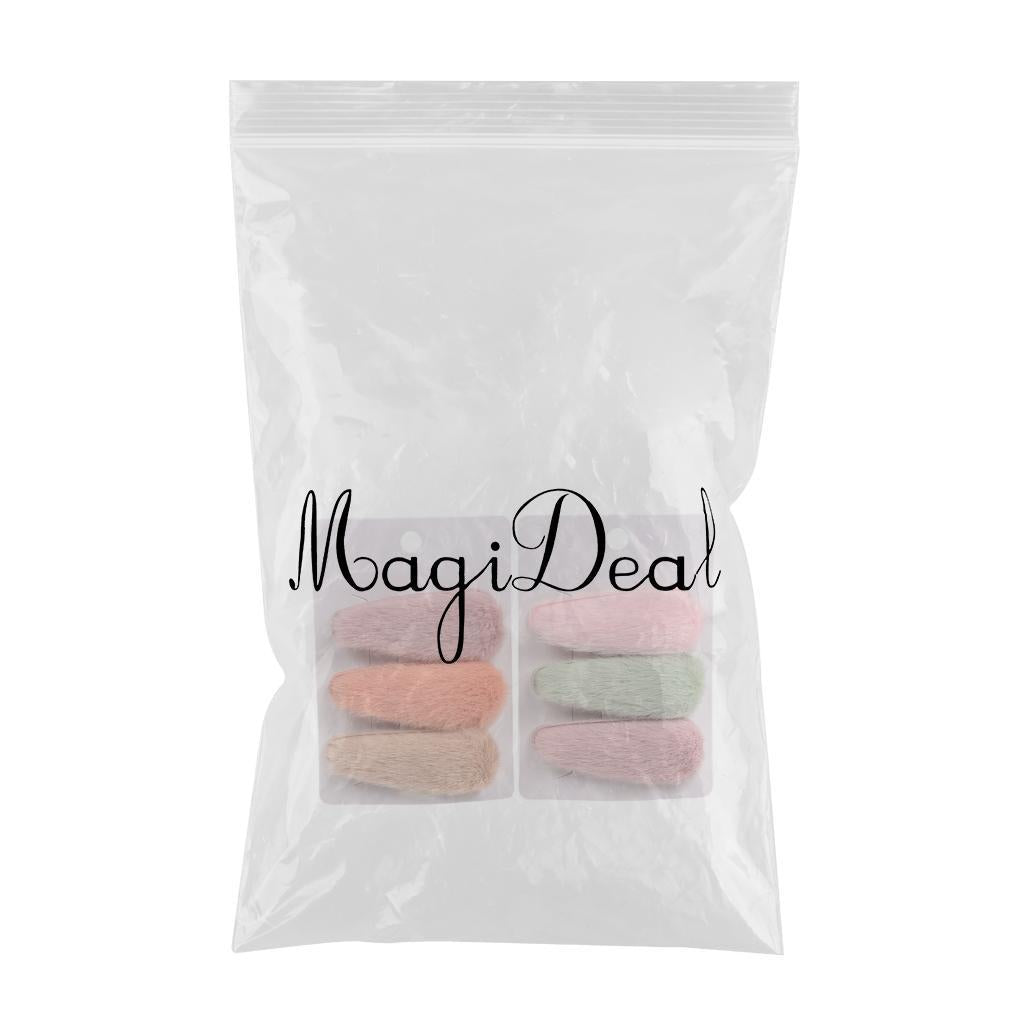 6x Plush Hair Clips Soild Hairpins Barrette Wedding Headwear Drop shape