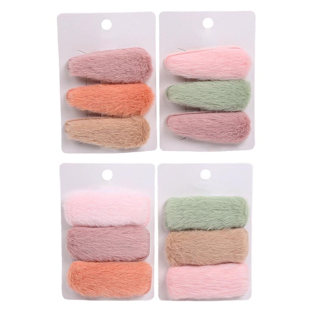 6x Plush Hair Clips Soild Hairpins Barrette Wedding Headwear Drop shape