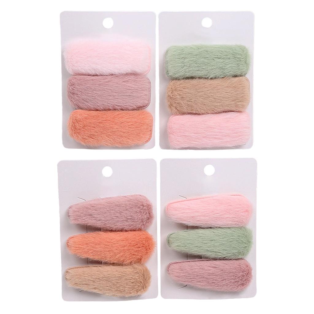 6x Plush Hair Clips Soild Hairpins Barrette Wedding Headwear Drop shape