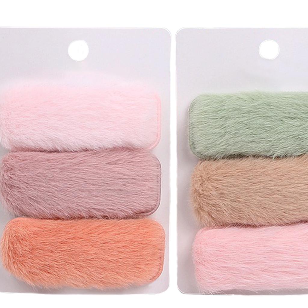 6x Plush Hair Clips Soild Hairpins Barrette Wedding Headwear Square shape