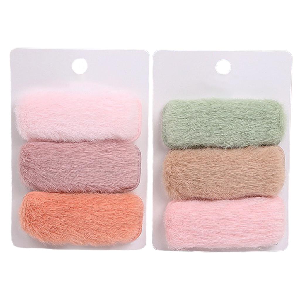 6x Plush Hair Clips Soild Hairpins Barrette Wedding Headwear Square shape