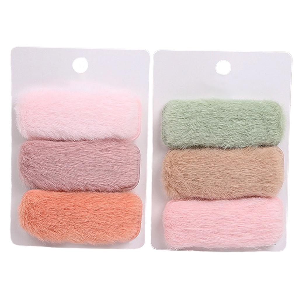 6x Plush Hair Clips Soild Hairpins Barrette Wedding Headwear Square shape
