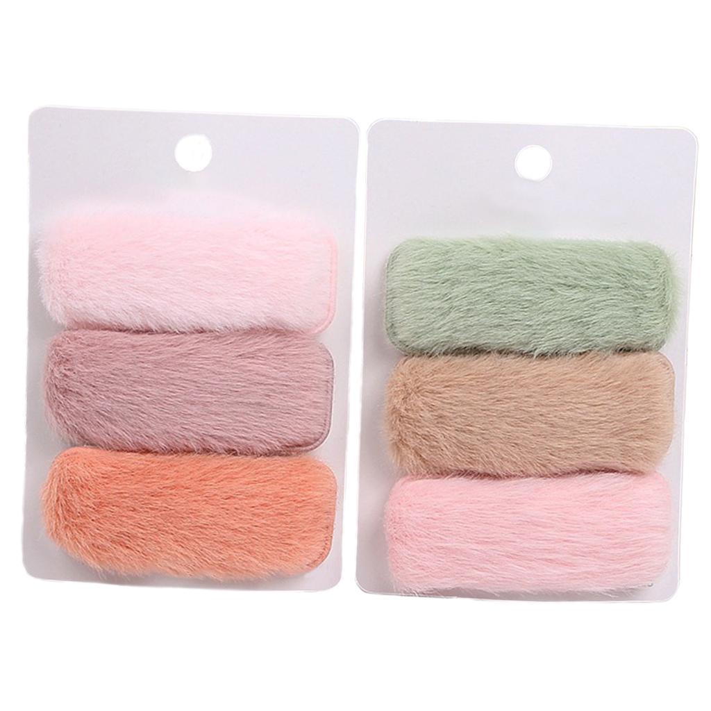 6x Plush Hair Clips Soild Hairpins Barrette Wedding Headwear Square shape