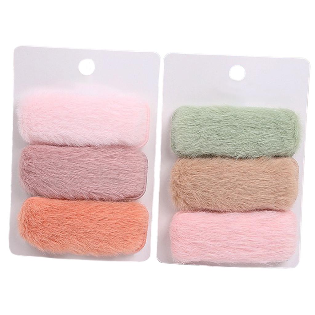 6x Plush Hair Clips Soild Hairpins Barrette Wedding Headwear Square shape