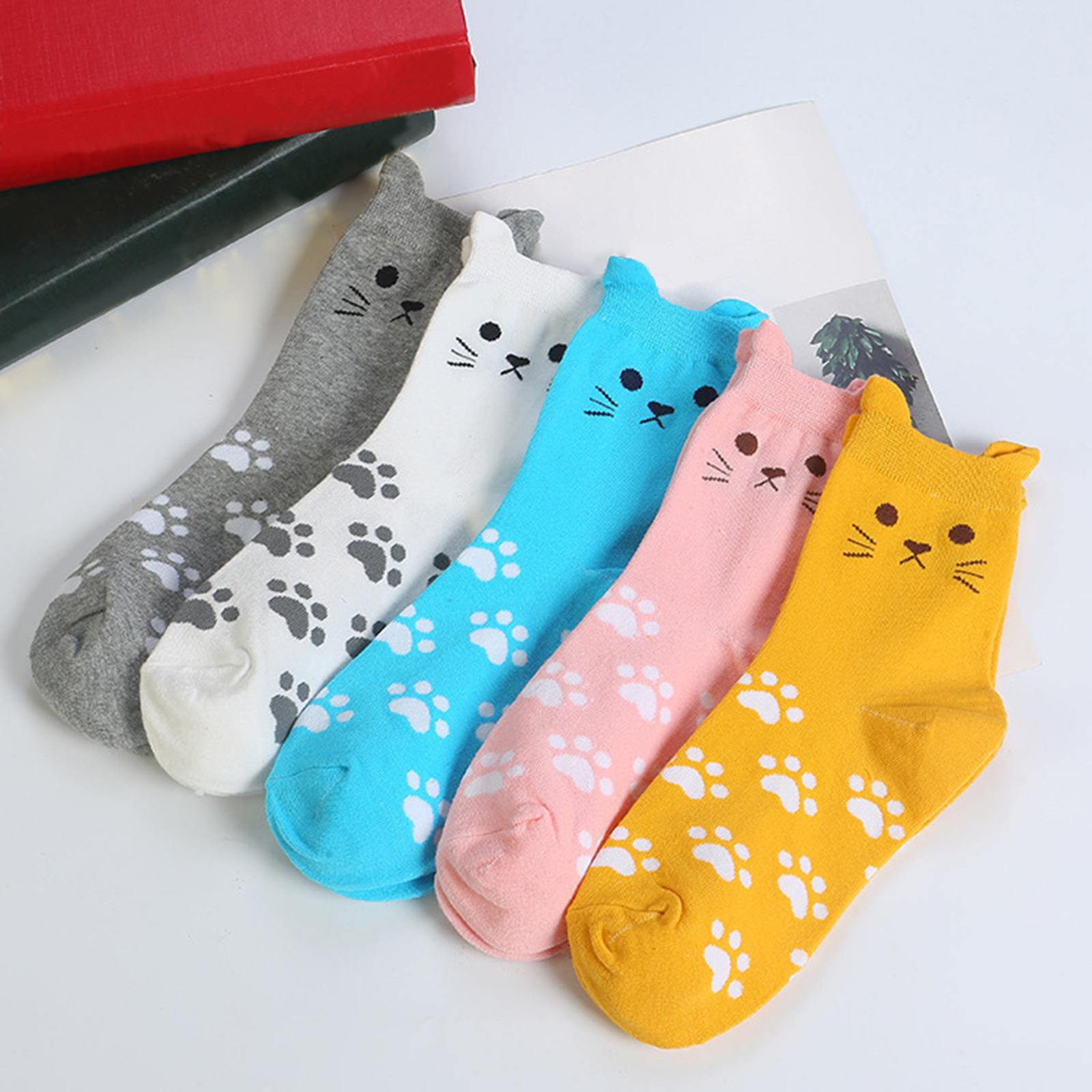 5 Pairs Ladies Womens Socks Stretch Cartoon Animal Funny Colorful Cute
