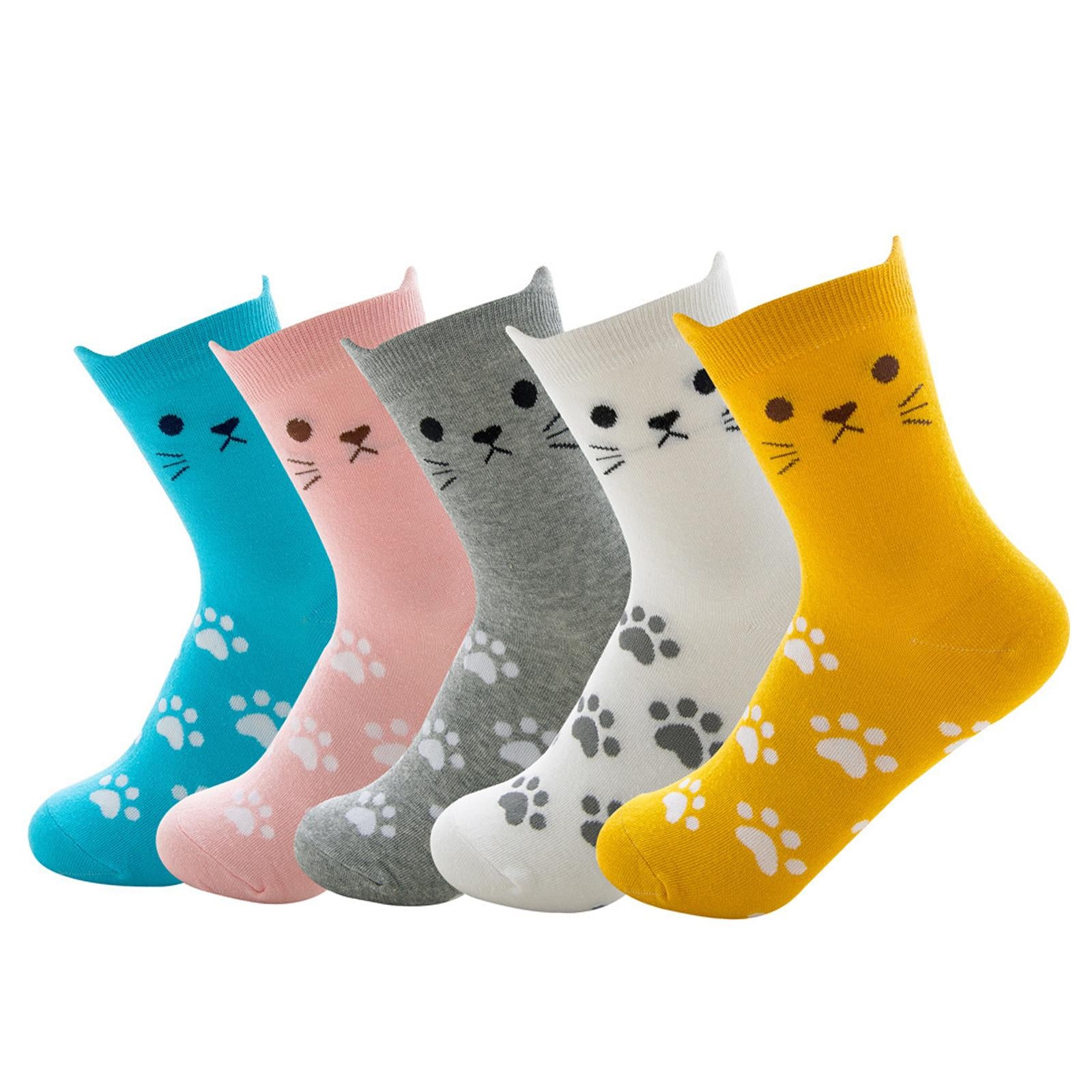 5 Pairs Ladies Womens Socks Stretch Cartoon Animal Funny Colorful Cute