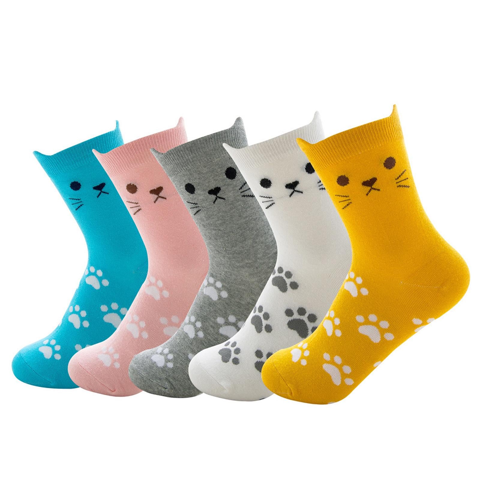 5 Pairs Ladies Womens Socks Stretch Cartoon Animal Funny Colorful Cute