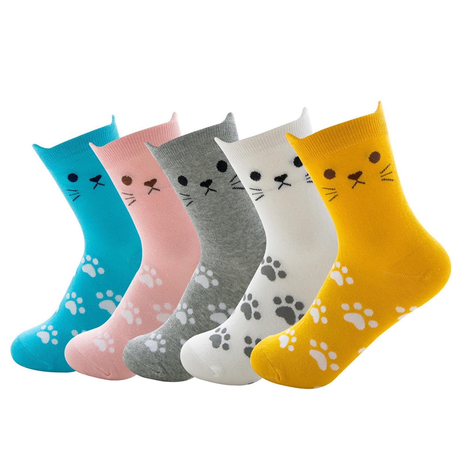 5 Pairs Ladies Womens Socks Stretch Cartoon Animal Funny Colorful Cute