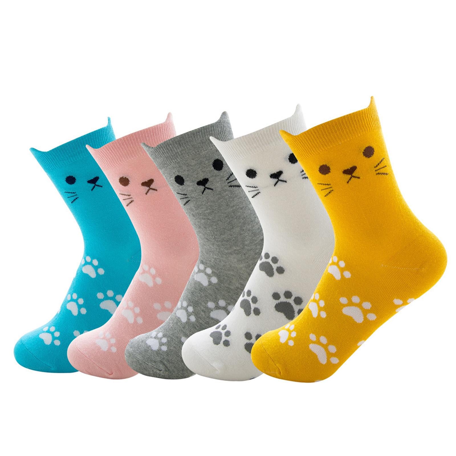 5 Pairs Ladies Womens Socks Stretch Cartoon Animal Funny Colorful Cute