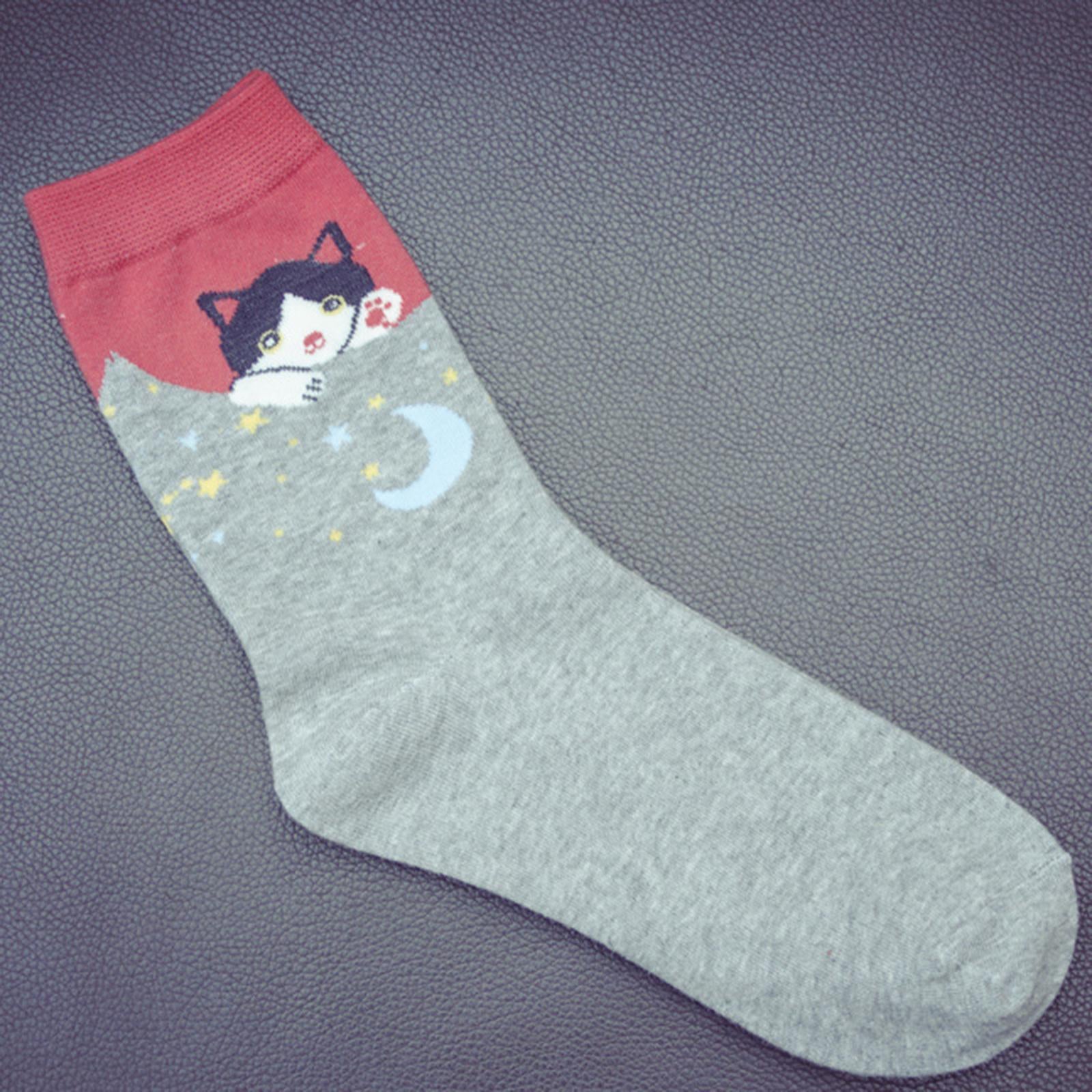 Animal Funny Socks Women Breathable Socks Cartoon Cat Novelty Cotton Gifts