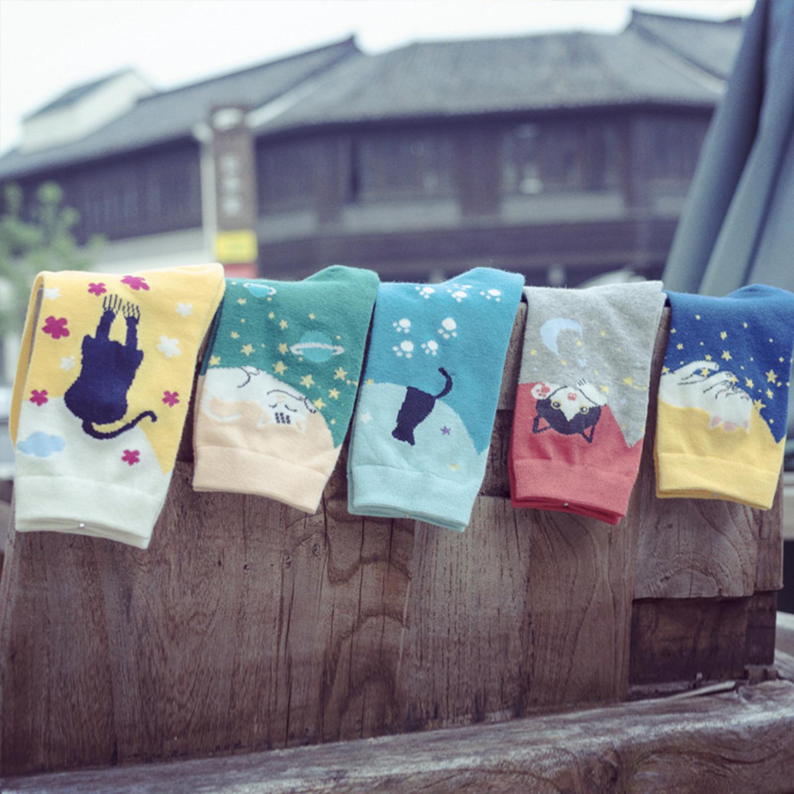 Animal Funny Socks Women Breathable Socks Cartoon Cat Novelty Cotton Gifts