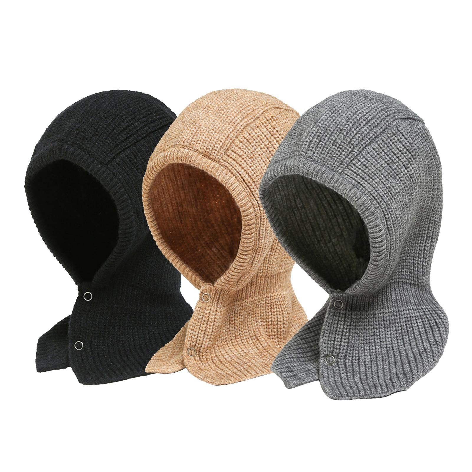 Winter Thicken Girl Fashion Cute Neck Hat Scarf Novelty Caps Hooded Scarf Black