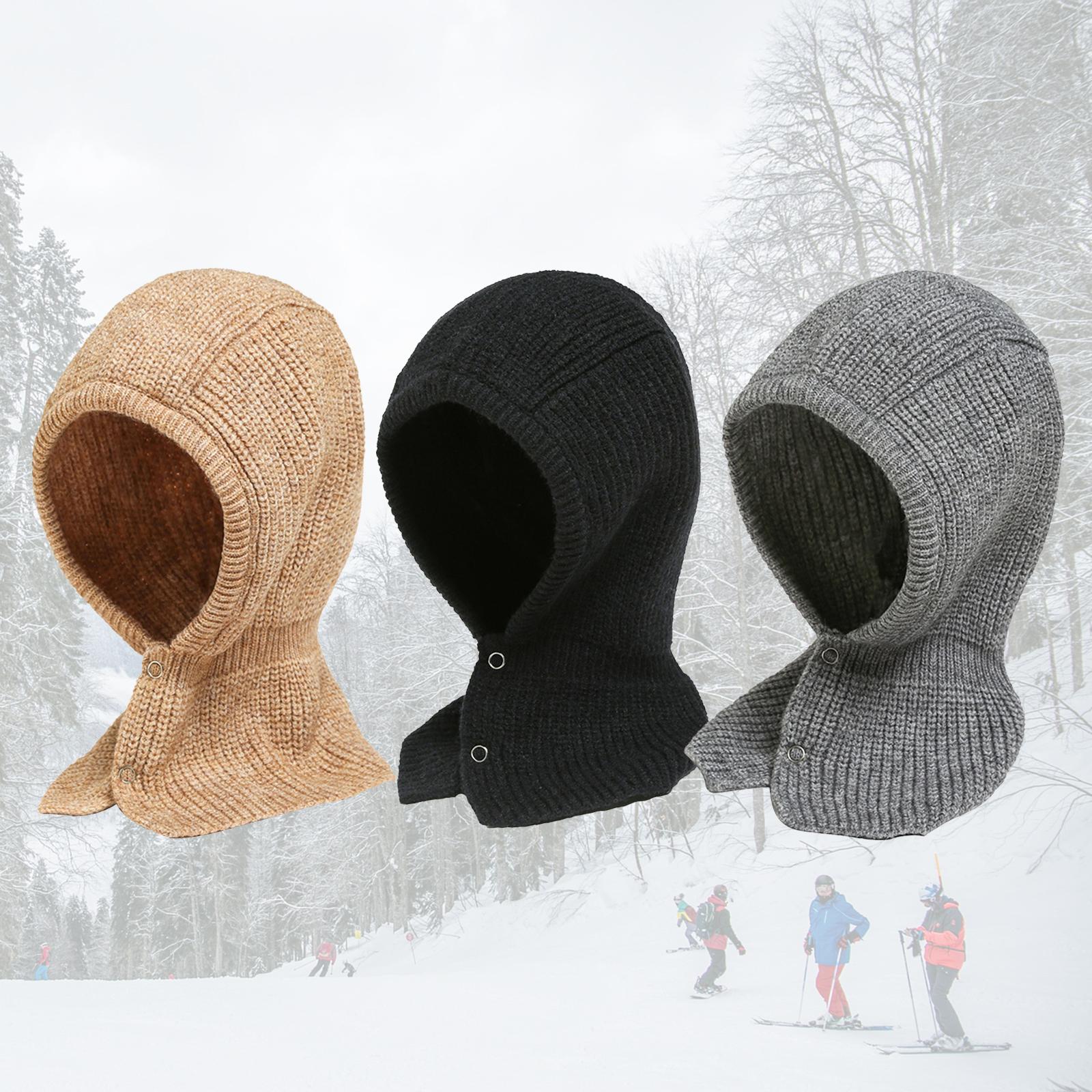 Winter Thicken Girl Fashion Cute Neck Hat Scarf Novelty Caps Hooded Scarf Black