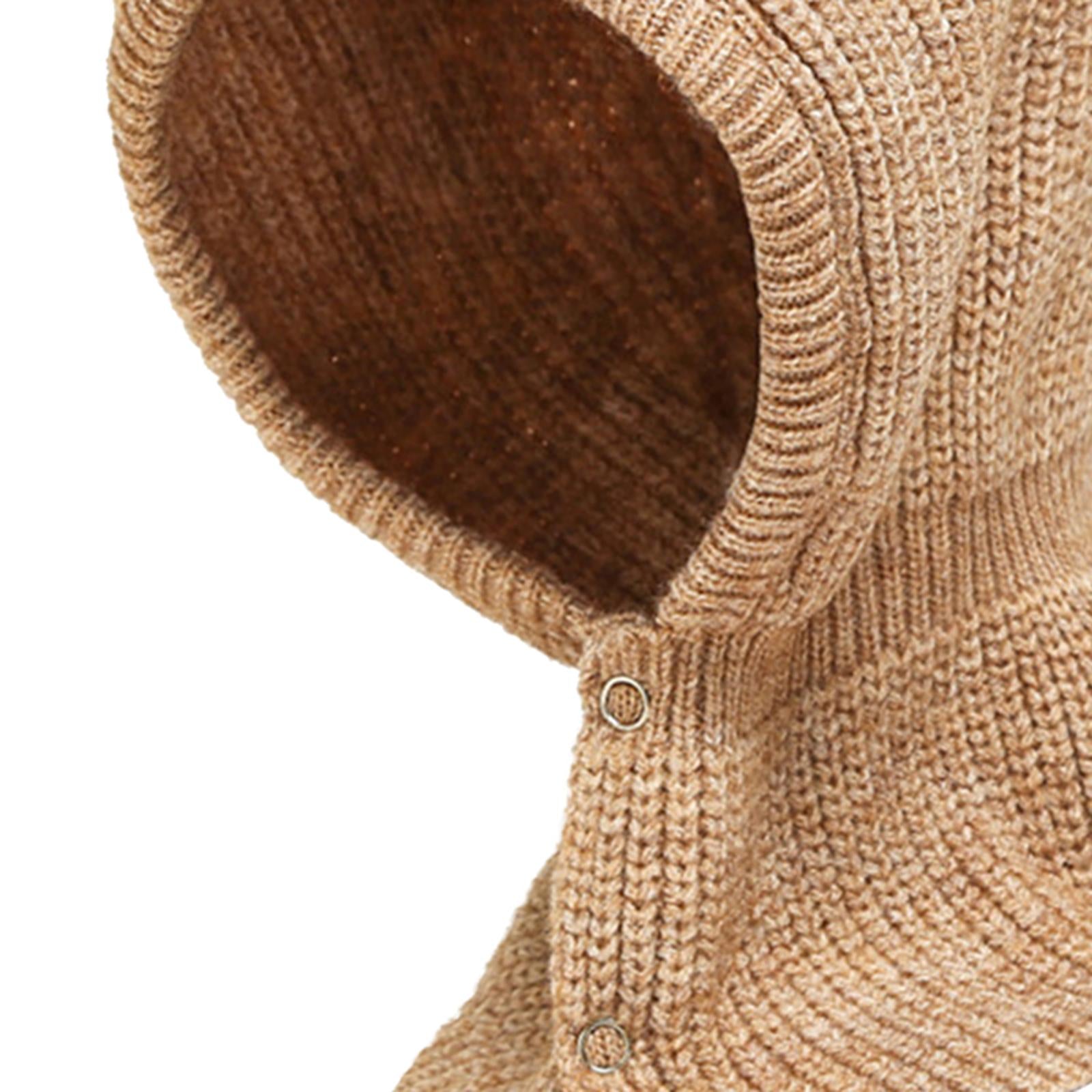 Winter Thicken Girl Fashion Cute Neck Hat Scarf Novelty Caps Hooded Scarf Khaki