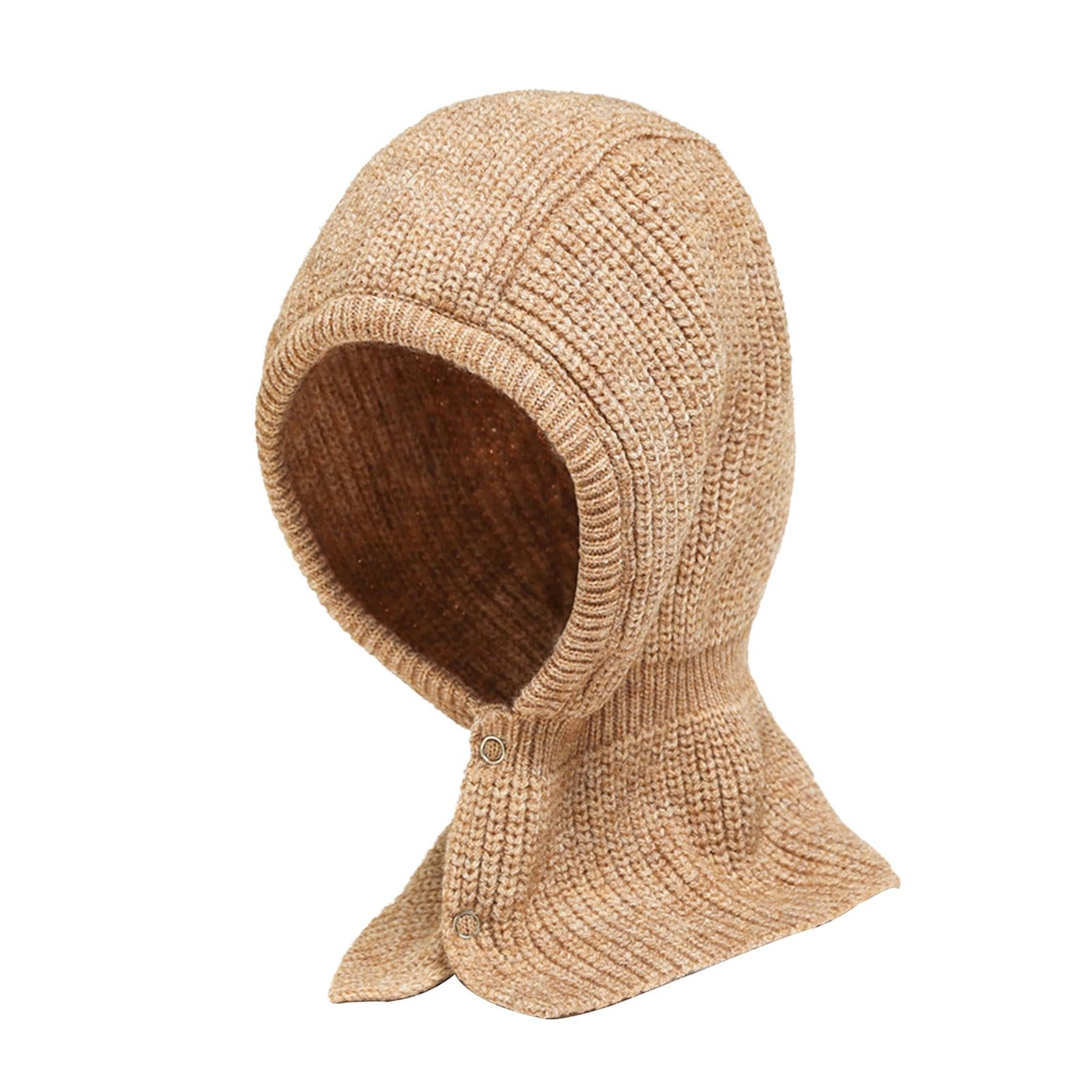 Winter Thicken Girl Fashion Cute Neck Hat Scarf Novelty Caps Hooded Scarf Khaki