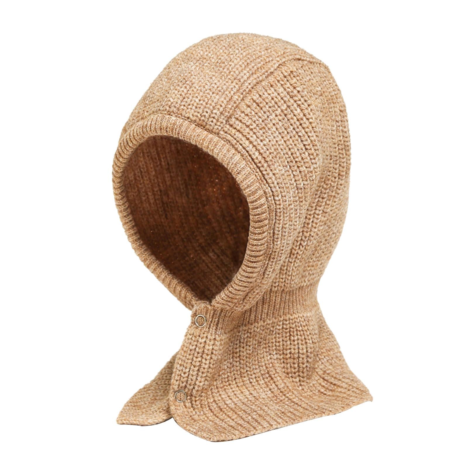 Winter Thicken Girl Fashion Cute Neck Hat Scarf Novelty Caps Hooded Scarf Khaki
