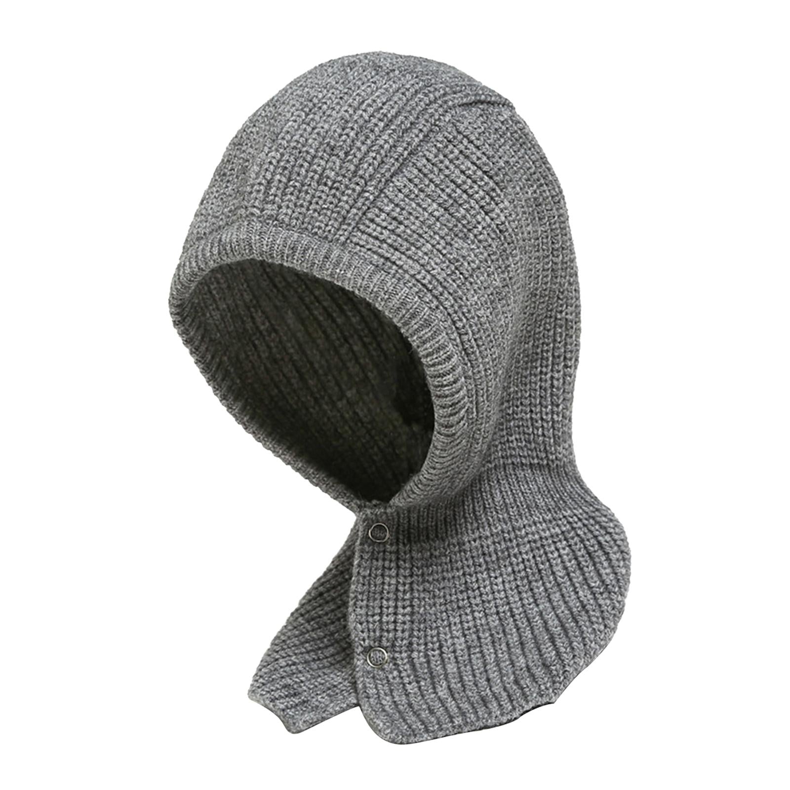 Winter Thicken Girl Fashion Cute Neck Hat Scarf Novelty Caps Hooded Scarf Light Gray
