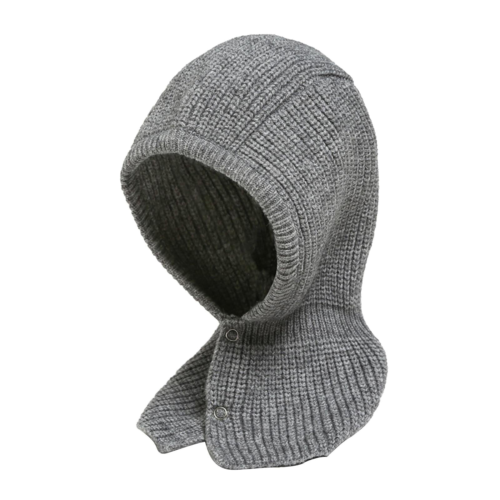 Winter Thicken Girl Fashion Cute Neck Hat Scarf Novelty Caps Hooded Scarf Light Gray