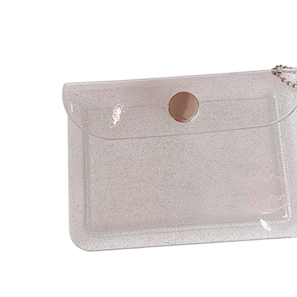 Transparent Card Holder Bag PVC Clear Wallet Protective Sleeve Glitter cake