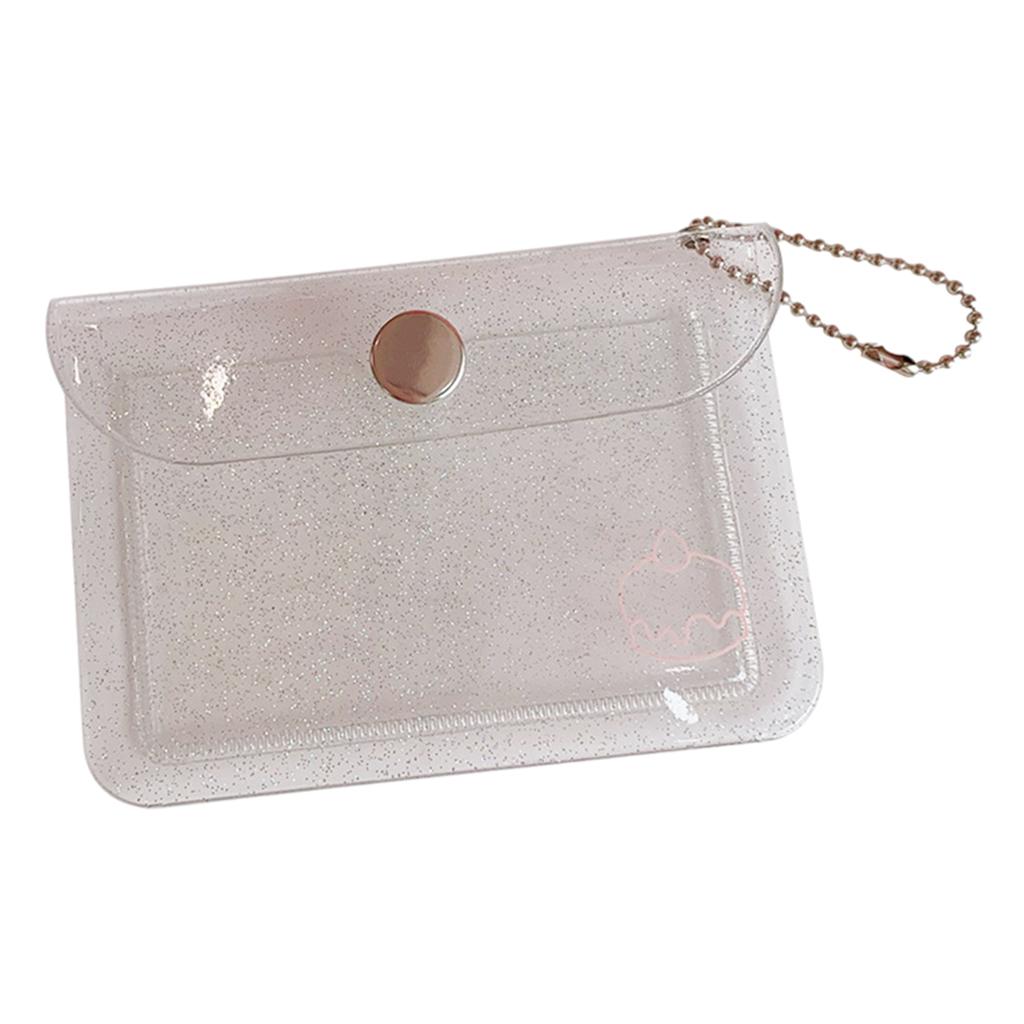 Transparent Card Holder Bag PVC Clear Wallet Protective Sleeve Glitter cake