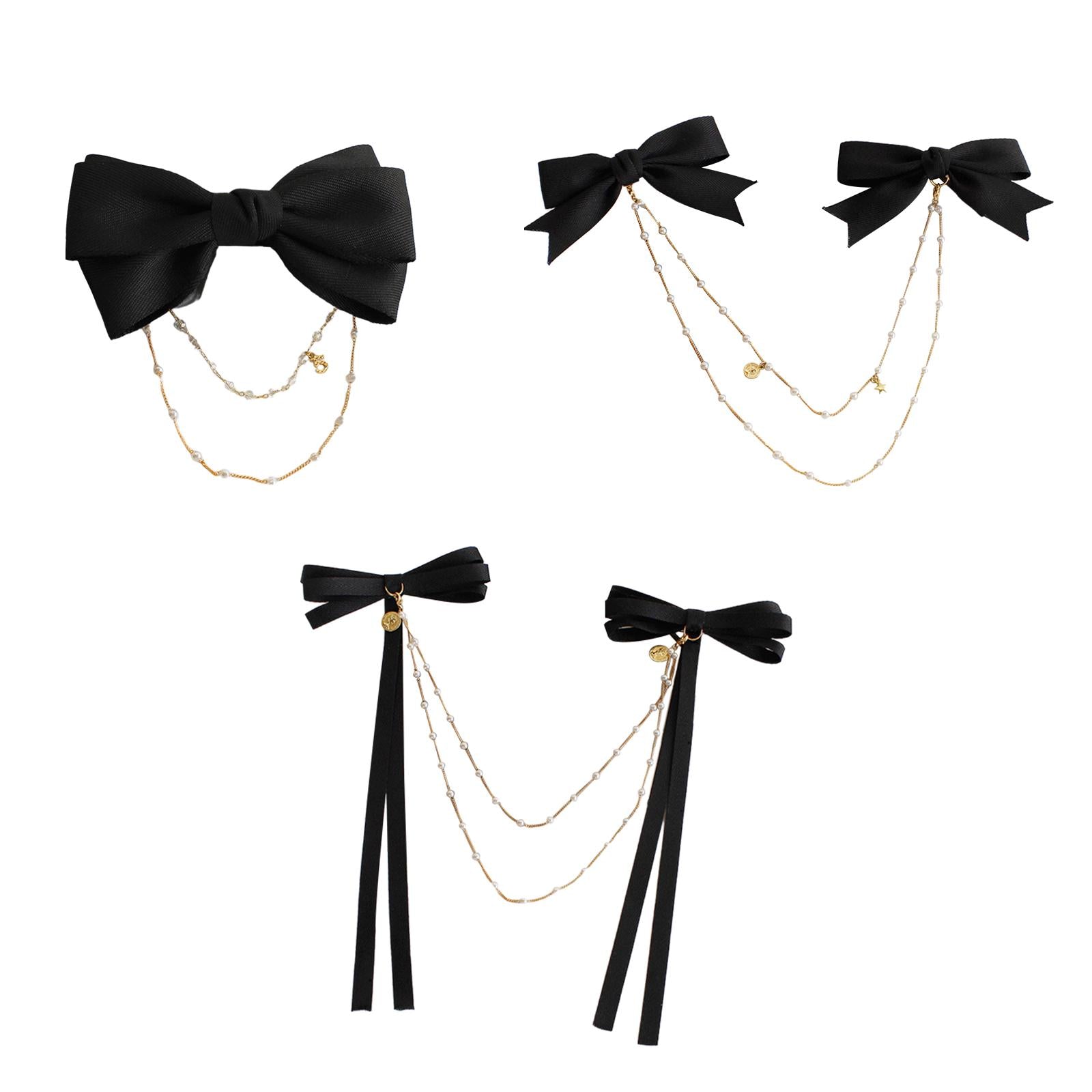Bow Pearls Chain Hair Clip Hairpin Headwear Styling Tools Ponytail Barrettes 11CM 4.33IN