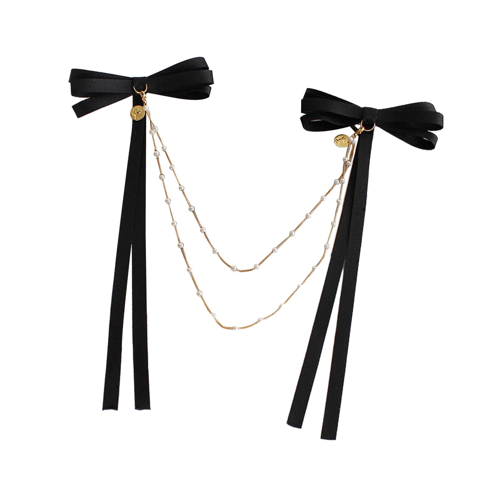 Bow Pearls Chain Hair Clip Hairpin Headwear Styling Tools Ponytail Barrettes 11CM 4.33IN