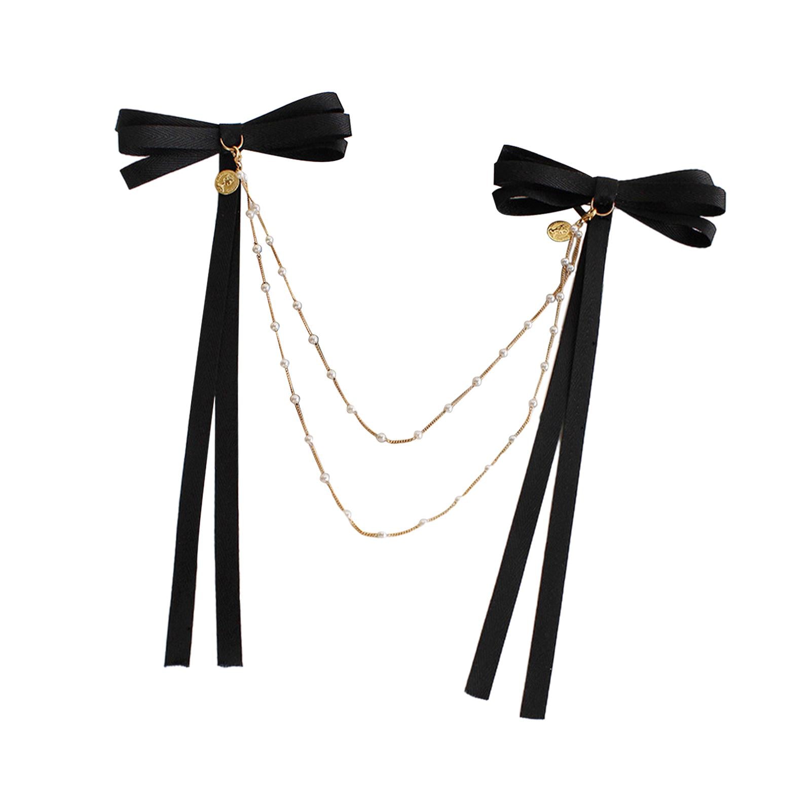 Bow Pearls Chain Hair Clip Hairpin Headwear Styling Tools Ponytail Barrettes 11CM 4.33IN