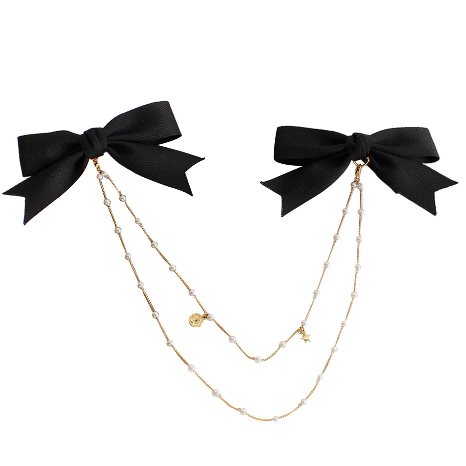 Bow Pearls Chain Hair Clip Hairpin Headwear Styling Tools Ponytail Barrettes 10CM 3.94IN