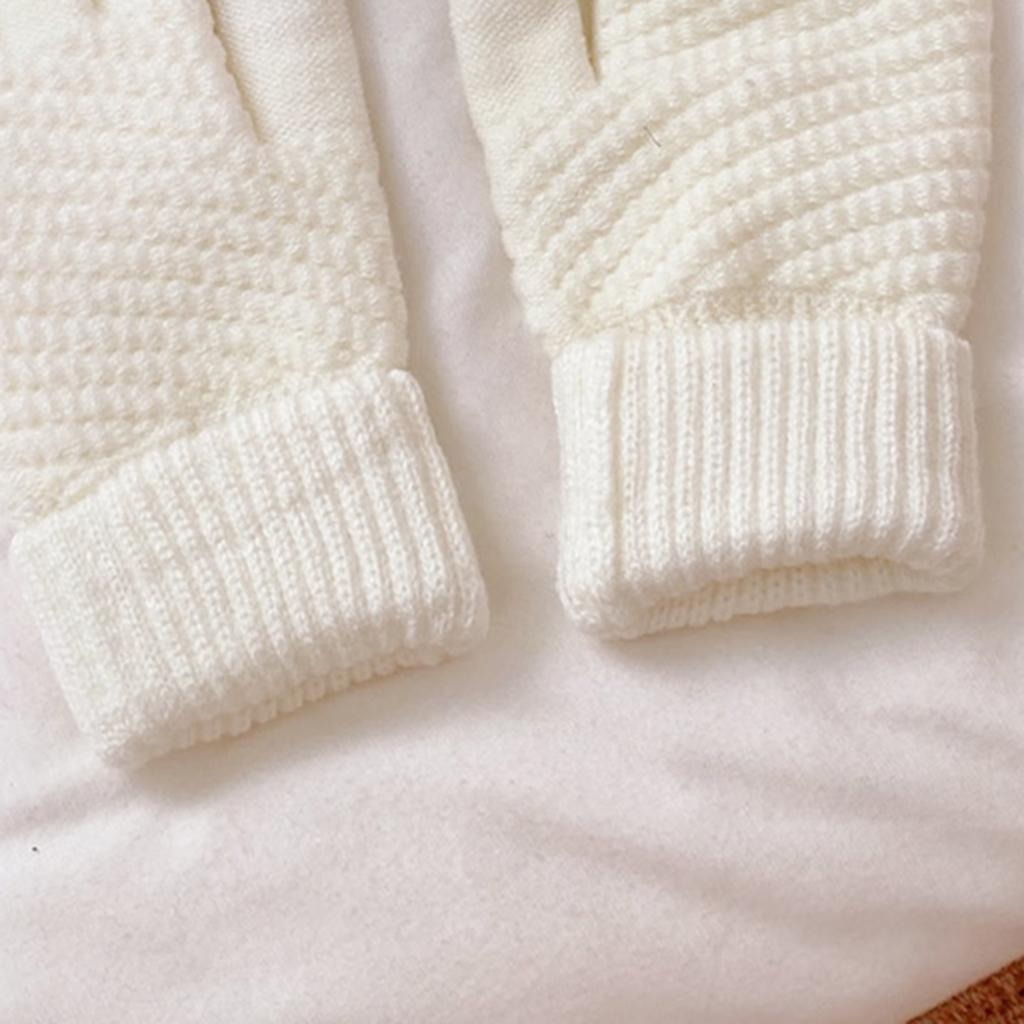 Men Women Touch Screen Winter Snow Gloves Warm Thick Knit Thermal Insulated White